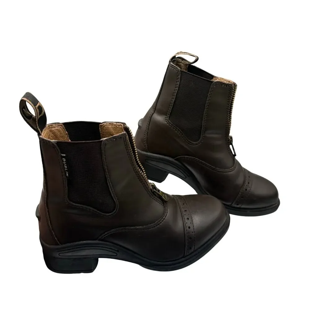 Dublin Altitude Brown Leather Ankle Boots Size 13 Zip Closure Brogue Detailing